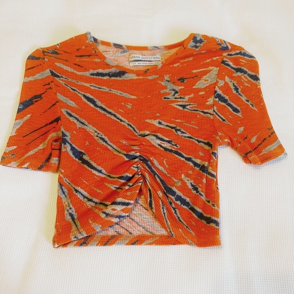 Urban Outfitters Cropped Top Bright Orange Style Tie Die Size S P - Picture 1 of 11